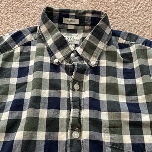 J. Crew men’s long sleeve dress shirt size Medium green/ blue /white